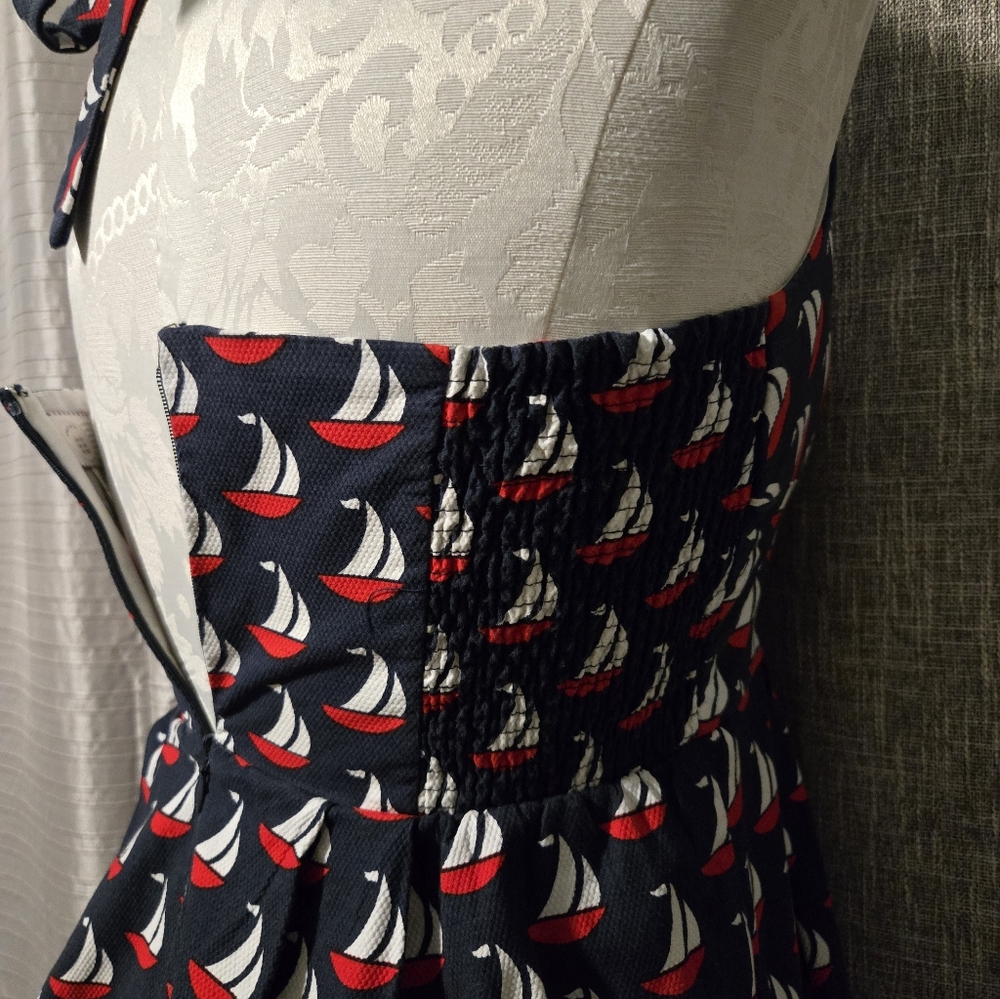Anthropologie 9-H15 Stcl Nautical Print Halter Dress Size 2 - Picture 6 of 9